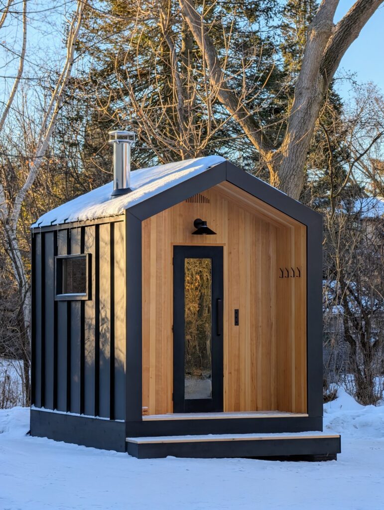 Model 1 prefabricated outdoor sauna by Salmo Craft Co.